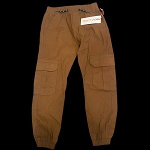 NWT RGSTR Boys Size 8 Brown Relaxed Fit Cargo Pull-On Twill Joggers